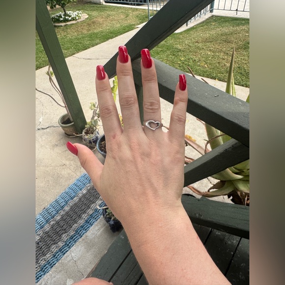 Vintage Sterling Silver Heart Ring Sz 6 3/4 - Picture 2 of 6